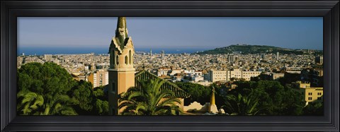Framed High Angle View of Barcelona, Spain Print