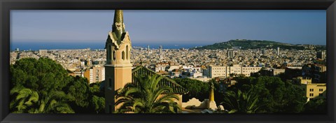 Framed High Angle View of Barcelona, Spain Print