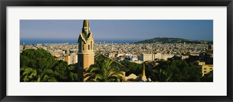 Framed High Angle View of Barcelona, Spain Print