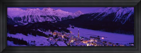 Framed High angle view of a village, St. Moritz, Switzerland Print
