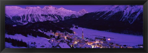 Framed High angle view of a village, St. Moritz, Switzerland Print