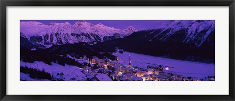 Framed High angle view of a village, St. Moritz, Switzerland Print