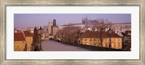 Framed View Of Houses Along The Charles Bridge, Prague, Czech Republic Print