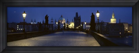 Framed Street light on a bridge, Charles Bridge, Prague, Czech Republic Print