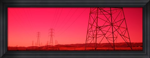 Framed Power Lines In The Valley, Central Valley, California, USA Print