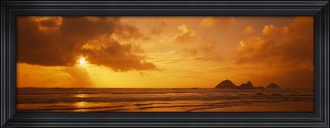 Framed Silhouette of rock formations in water, Northern California, California, USA Print