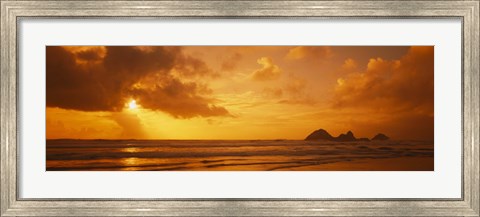 Framed Silhouette of rock formations in water, Northern California, California, USA Print