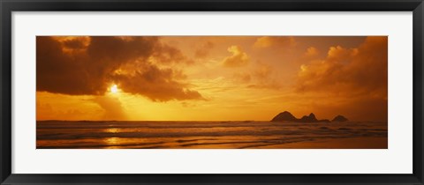 Framed Silhouette of rock formations in water, Northern California, California, USA Print