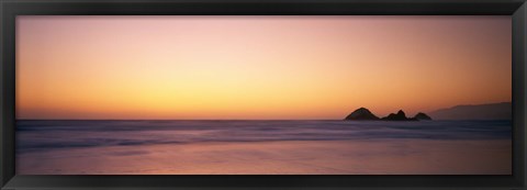 Framed Sunset over the ocean, Pacific Ocean, California, USA Print