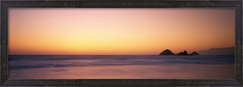 Framed Sunset over the ocean, Pacific Ocean, California, USA Print