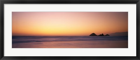 Framed Sunset over the ocean, Pacific Ocean, California, USA Print