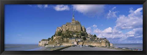 Framed Road leading towards a church, Le Mont Saint Michel, Normandy, France Print