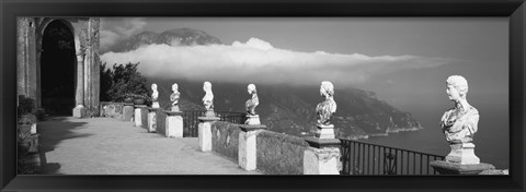 Framed Marble busts along a walkway, Ravello, Amalfi Coast, Salerno, Campania, Italy Print