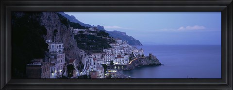 Framed High angle view of a village near the sea, Amalfi, Amalfi Coast, Salerno, Campania, Italy Print