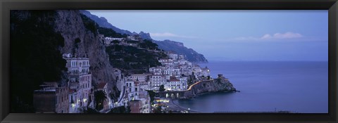 Framed High angle view of a village near the sea, Amalfi, Amalfi Coast, Salerno, Campania, Italy Print