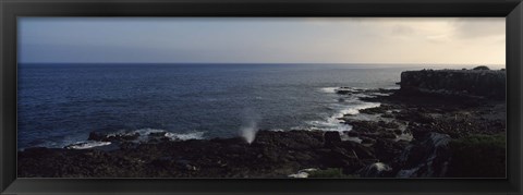 Framed Rock formations at the coast, Punta Suarez, Espanola Island, Galapagos Islands, Ecuador Print