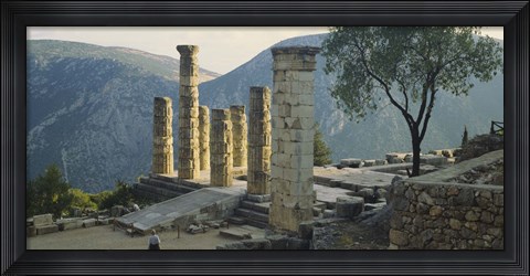 Framed High angle view of ruined columns, Temple Of Apollo, Delphi, Greece Print