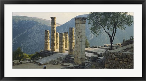 Framed High angle view of ruined columns, Temple Of Apollo, Delphi, Greece Print