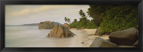 Framed Rocks On The Beach, La Digue Island, Seychelles Print