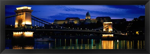 Framed Szechenyi Bridge Royal Palace Budapest Hungary Print