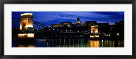 Framed Szechenyi Bridge Royal Palace Budapest Hungary Print