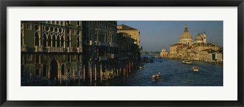 Framed High angle view of boats in a canal, Santa Maria Della Salute, Grand Canal, Venice, Italy Print