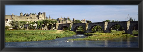 Framed Aude River, Carcassonne, Languedoc, France Print