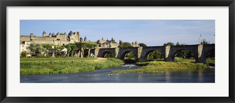 Framed Aude River, Carcassonne, Languedoc, France Print