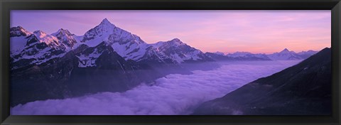 Framed Switzerland, Swiss Alps, Aerial view of clouds over mountains Print