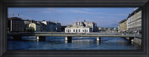 Framed Bridge over a river, Geneva, Switzerland Print