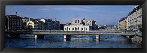 Framed Bridge over a river, Geneva, Switzerland Print