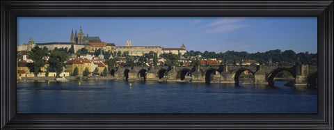 Framed Bridge across a river, Charles Bridge, Vltava River, Prague, Czech Republic Print