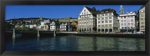 Framed Buildings at the waterfront, Limmat Quai, Zurich, Switzerland Print