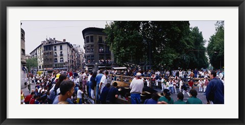 Framed Crowd at Festival of San Fermin, running of the bulls, Pamplona, Navarre, Spain Print