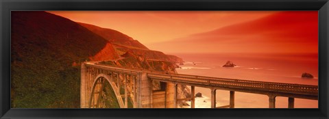 Framed High angle view of an arch bridge, Bixby Bridge, Big Sur, California, USA Print