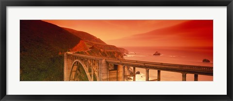 Framed High angle view of an arch bridge, Bixby Bridge, Big Sur, California, USA Print