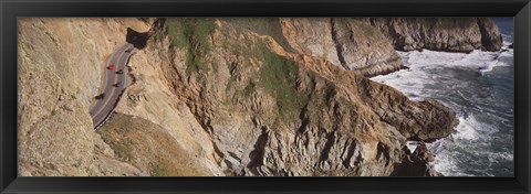 Framed USA, California, Big Sur, Pacific Coast Highway 1, High angle view of freeway Print