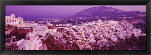 Framed Fira at dusk, Santorini, Greece Print