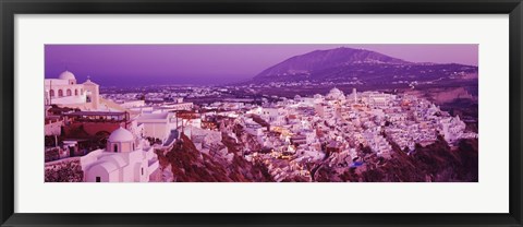 Framed Fira at dusk, Santorini, Greece Print