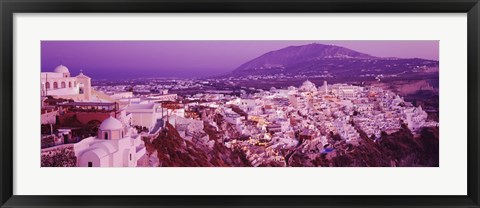 Framed Fira at dusk, Santorini, Greece Print