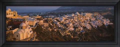 Framed High angle view of buildings in a town, Fira, Santorini, Cyclades Islands, Greece Print