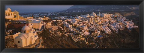 Framed High angle view of buildings in a town, Fira, Santorini, Cyclades Islands, Greece Print