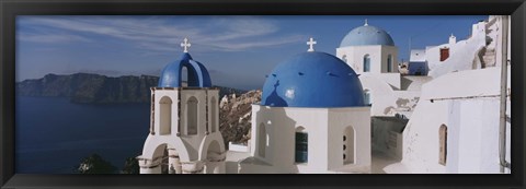 Framed High Angle View Of A Church, Church Of Anastasis, Fira, Santorini, Greece Print