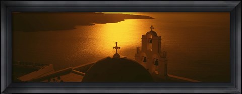 Framed Greece, Santorini, Fira, Church of Anastasis, High angle view of a Church Print
