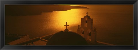 Framed Greece, Santorini, Fira, Church of Anastasis, High angle view of a Church Print