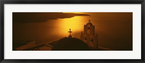 Framed Greece, Santorini, Fira, Church of Anastasis, High angle view of a Church Print