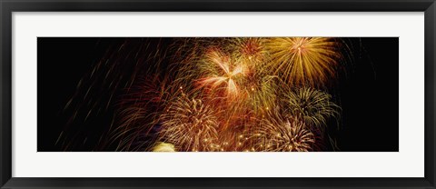 Framed Fireworks exploding at night, Luxembourg Print