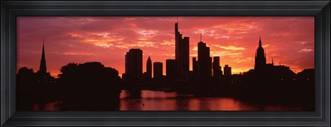 Framed Cityscape, Rhine River, Frankfurt, Germany Print