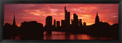 Framed Cityscape, Rhine River, Frankfurt, Germany Print