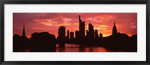 Framed Cityscape, Rhine River, Frankfurt, Germany Print